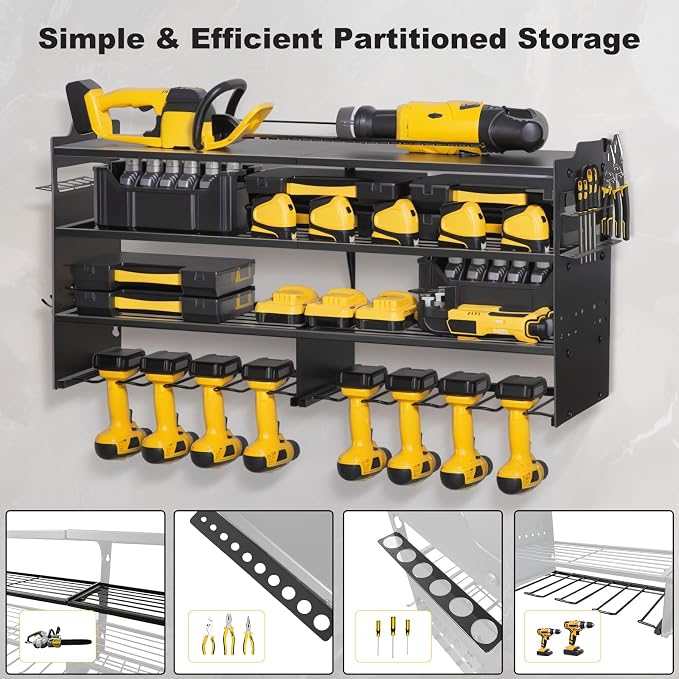 oviitech Power Tool Organizer Wall Mount, 8 Drill Holder Wall Mount Loads 400lbs - Image 3