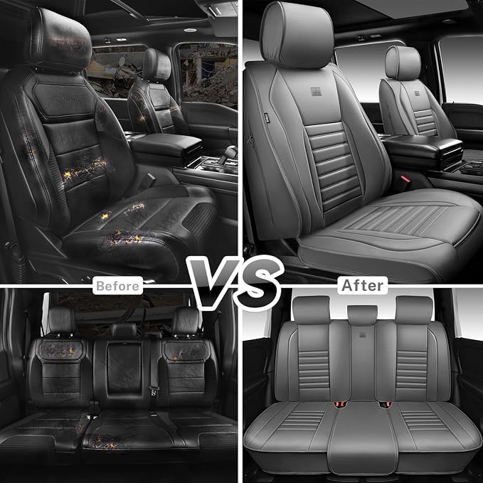 CAR PASS Nappa Leather Car Seat Covers Full Set, Luxury Seat Protector - Image 8