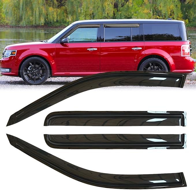 4pcs Original Shatterproof Rainproof Side Window Wind Deflectors Tape on Sun by Deebior
