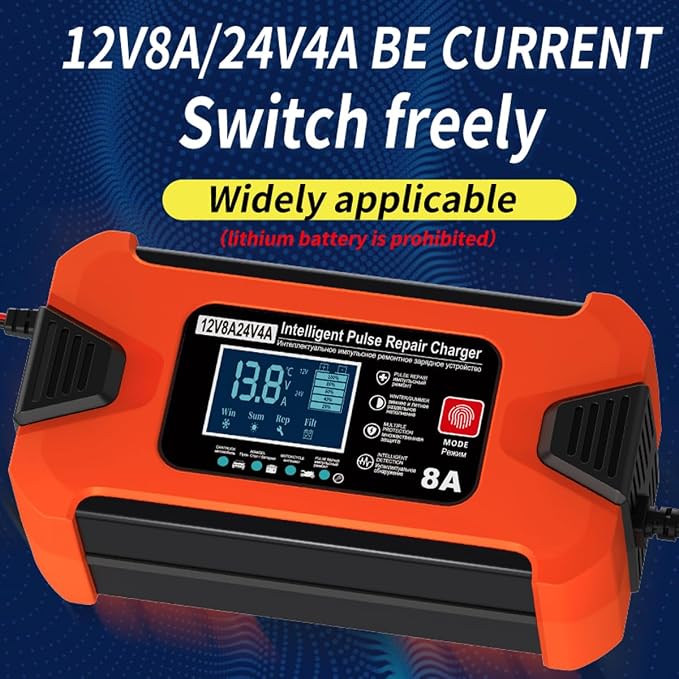 ZiYiJuan 8-Amp Smart Car Battery Charger and Maintainer, 12V/24V Automatic - Image 4