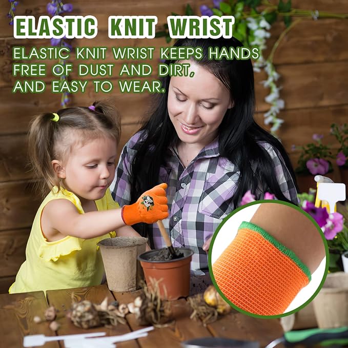 HANDLANDY 3 Pairs Kids Gardening Gloves Latex Free, Nitrile Coated Children - Image 4