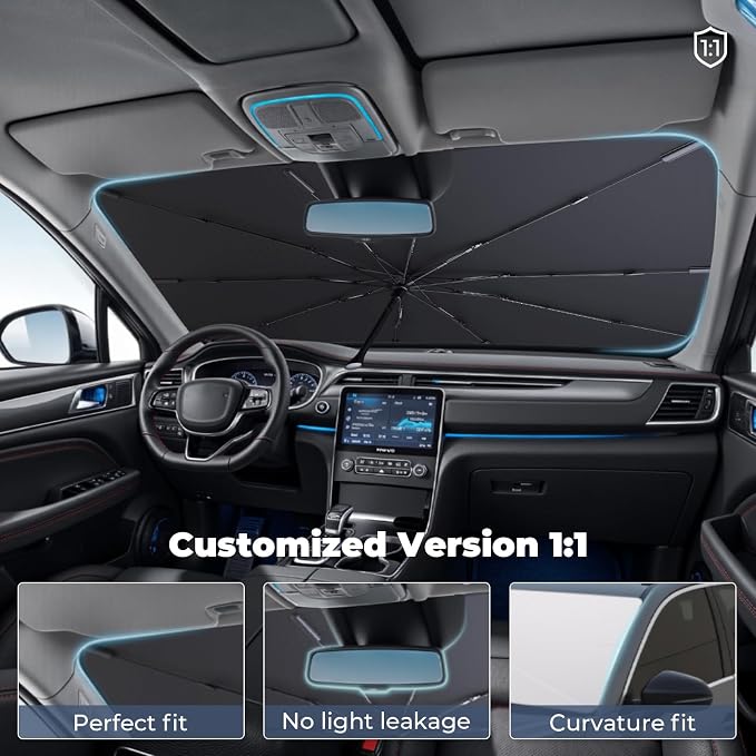 Windshield Sun Shade Umbrella for 2021-2025 Kia K5 Accessories: Custom Fit 240T - Image 2