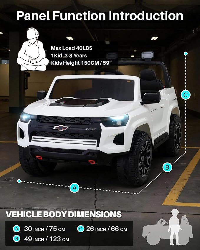 Joywhale 24V Ride on Truck 4WD Kids Electric Vehicle Licensed Chevorlet Ride on - Image 8