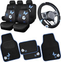 CAR PASS Blue Butterfly Car Seat Covers Full Set, Embroidered Flower Waterproof by CARPASS