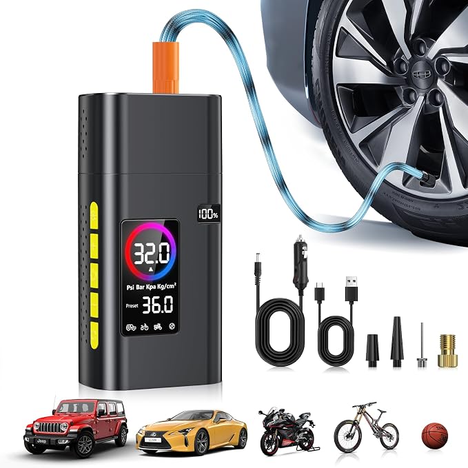 180PSI Tire Inflator Portable Air Compressor, 26000mAh Portable Tire Inflator by AIPOWAY