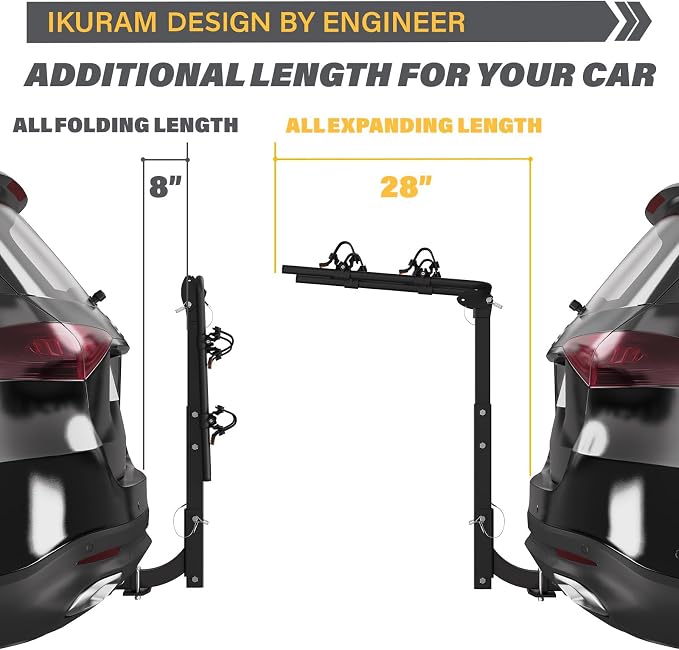 2 Bike Rack Bicycle Carrier Racks Hitch Mount Double Foldable Rack - Image 6