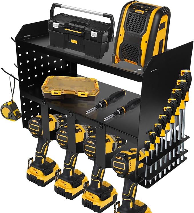 Heavy-Duty Power Tool Organizer Wall Mount, 3-Tier Drill Storage Rack by MARSTEK