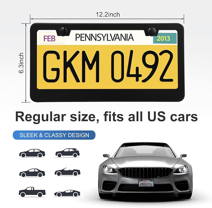 2 Pack License Plate Frames, Stainless Steel Car License Plate Cover Car - Image 2