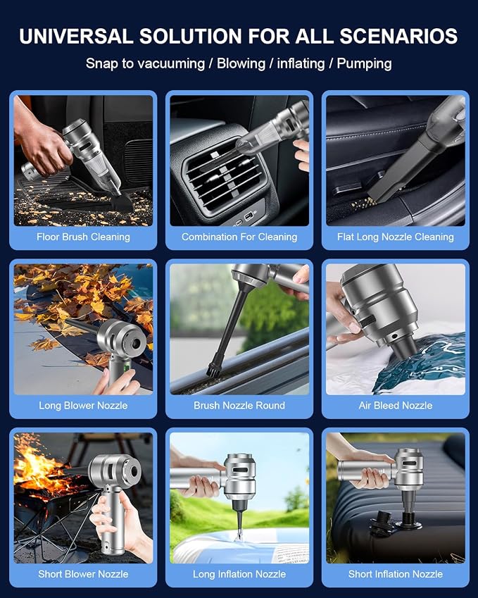 Car Vacuum, 3 Suction Modes, Portable Mini Cordless Cleaner - Image 2