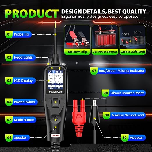 2025 Autel PowerScan PS100 Power Circuit Probe Tester, 12-24V Automotive - Image 9