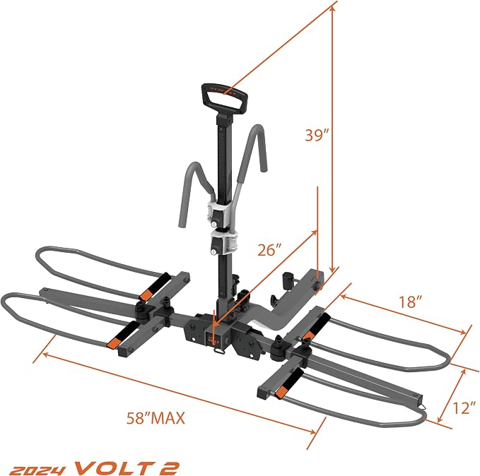 HYPERAX 2024 Volt 2 -E Bike Hitch Mounted Platform Style 2 Bikes Carrier - Image 6