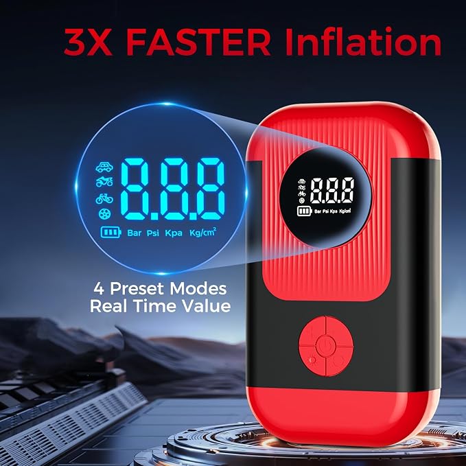 Tire Inflator Portable Air Compressor & Car Jump Starter, Cordless Air Pump - Image 5