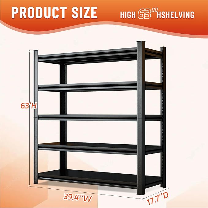 Heavy Duty 5-Tier Shelving Unit 2500LBS Capacity - Image 2