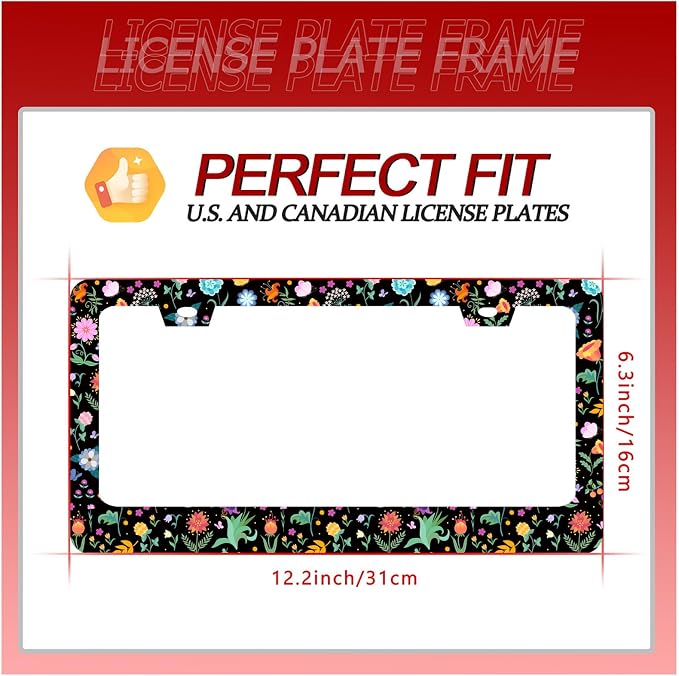 Colorful Flowers License Plate Frame Folk Art Floral License Plate Holder Funny - Image 7