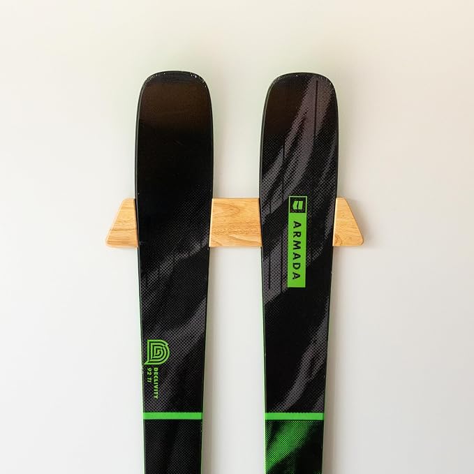 StoreYourBoard Minimalist Wood Ski Rack – Vertical Ski Storage Holder by StoreYourBoard
