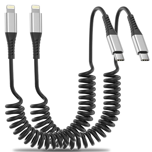Coiled USB C to Lightning Cable by Umefly+
