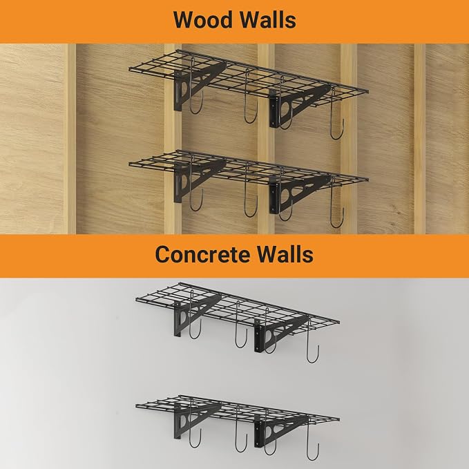 1x3 ft Garage Shelving with 8 Bike Hooks, Pantry Storage, 300 lbs Total Load - Image 4