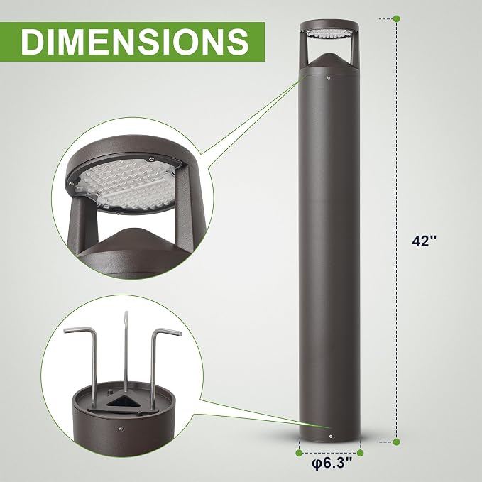 LED Bollard Landscape Light, 42inch 24W 3CCT 30K/40K/50K Selectable, 120V-277V - Image 5