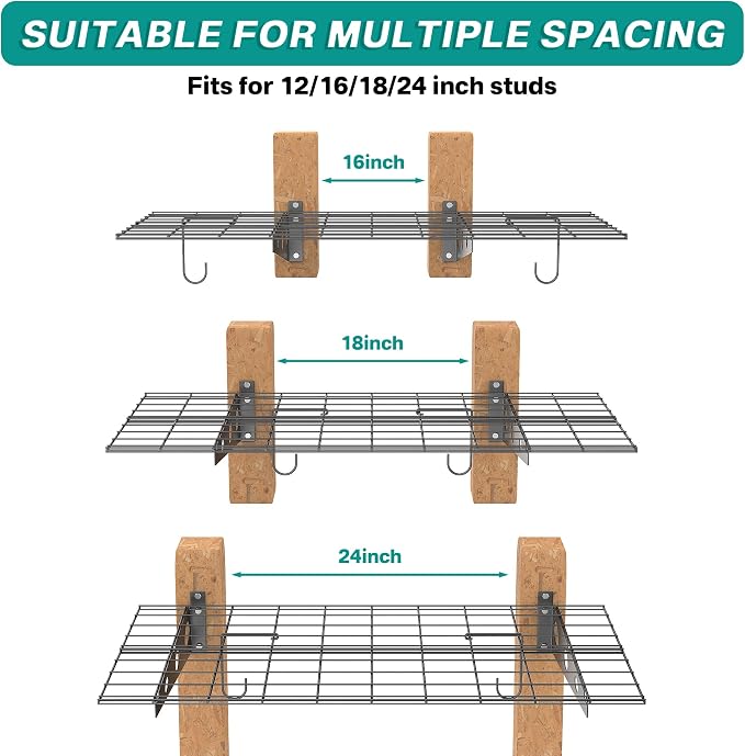 EVERHANGER Wall Mounted Garage Wall Shelves, 2 x 4 ft Metal Storage Shelves - Image 6