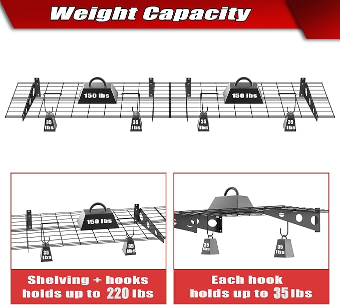 WALMANN 2 Pack Garage Wall Shelves, 2 x 4 ft/24 * 48 inch Wall Mounted Storage - Image 4