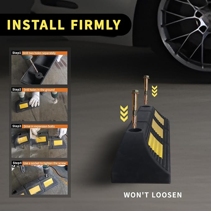 Parking Stopper for Garage Parking Aid 4 Pack Block, Car Truck Curb Floor - Image 3