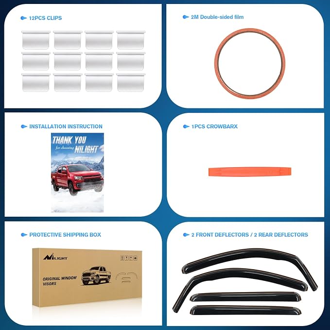 Nilight in-Channel Rain Guards for Toyota Tundra Crew Max 2007 2008 2009 2010 - Image 6