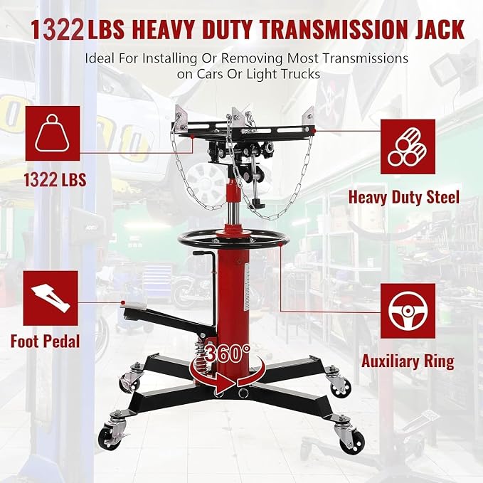 Transmission Jack 1322 LBS Hydraulic Telescoping 2-Stage Lift Jack Stand - Image 6