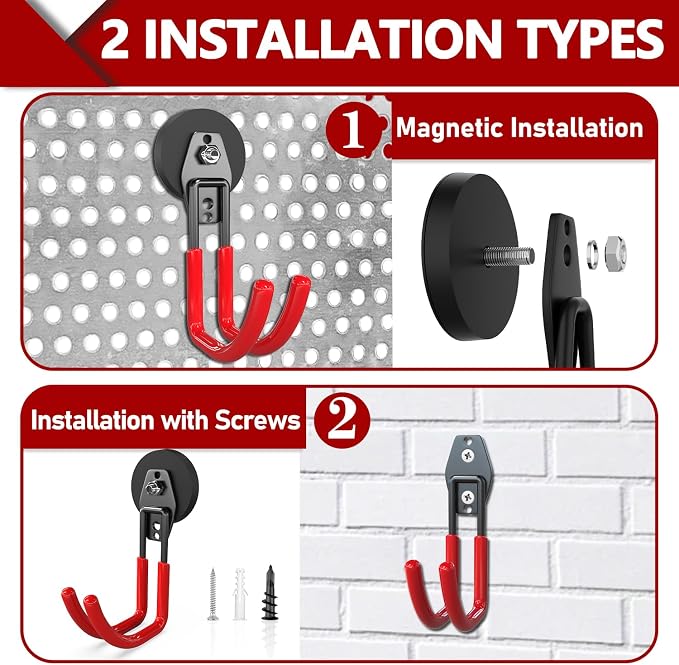 3-H Heavy Duty Magnet Garage Hooks 4 Pack, J Shape Strong Magnetic Hooks - Image 2