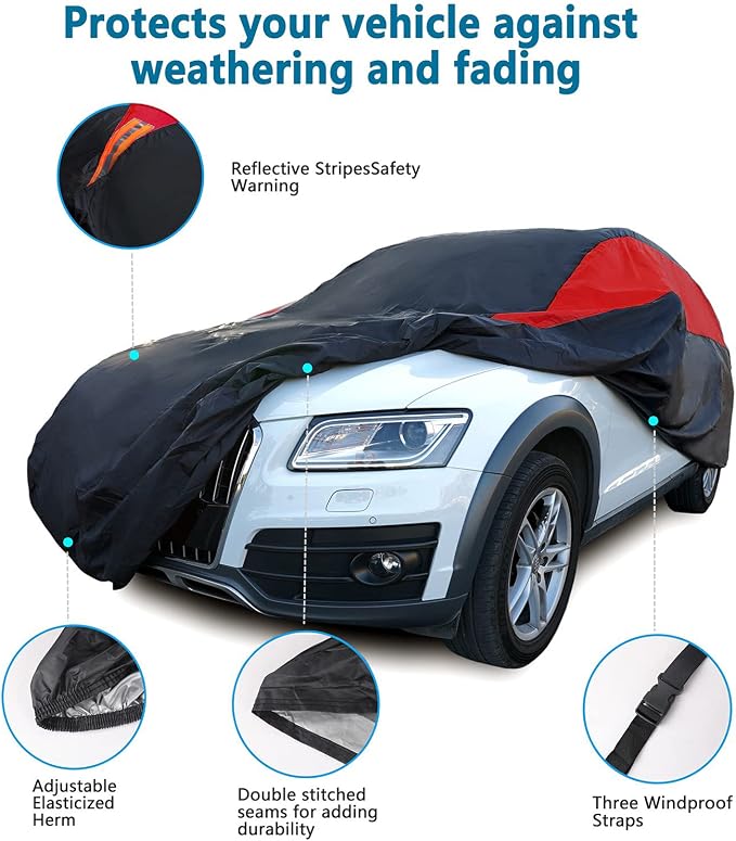MORNYRAY Car Cover Waterproof All Weather Windproof Snowproof UV Protection - Image 2