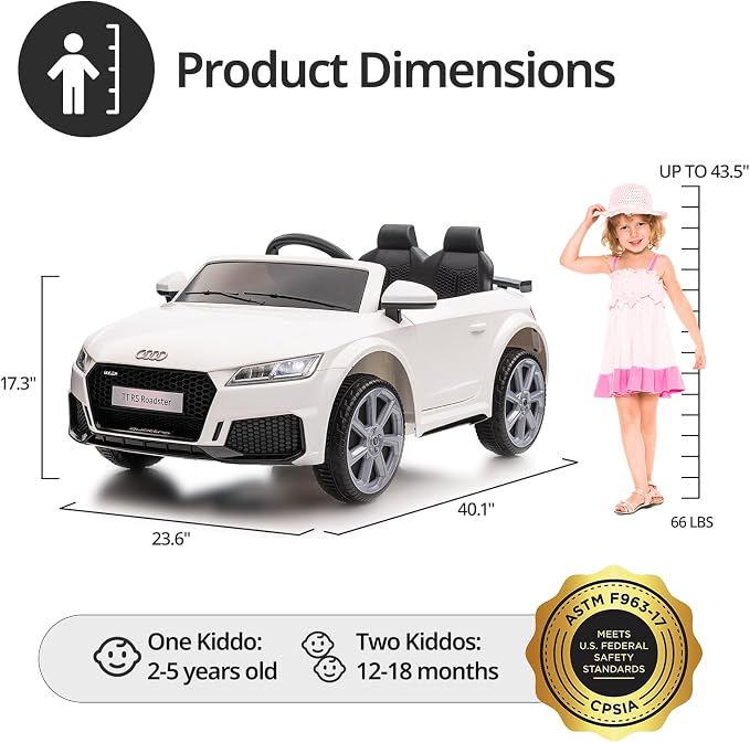 Electric Ride on Car for Kids, Licensed Audi 12V 7Ah Kids Ride-on Toy for - Image 7