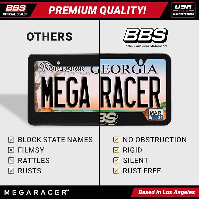 BBS Official Black Stainless Steel License Plate Frame – Made in USA – Premium - Image 7