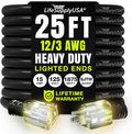 25ft Outdoor/Indoor Extension Cord 12/3 Gauge Extra Heavy Duty 3 Prong SJTW by LifeSupplyUSA