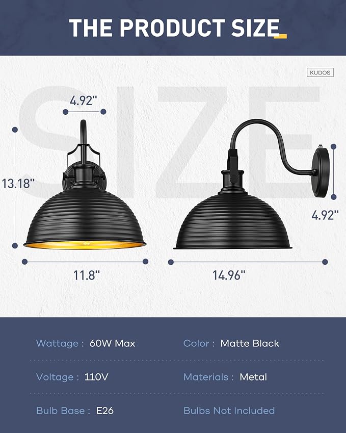 kudos Dusk to Dawn Sensor Outdoor Light Sconces Wall Mount, Exterior Garage - Image 3