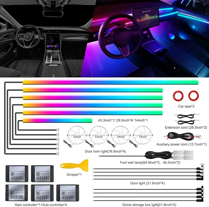 Dream+Color Acrylic Interior Car LED Strip Light - Image 3