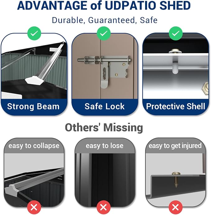 UDPATIO Outdoor Storage Shed 10x10 FT, Outside Sheds & Outdoor Storage Metal - Image 5