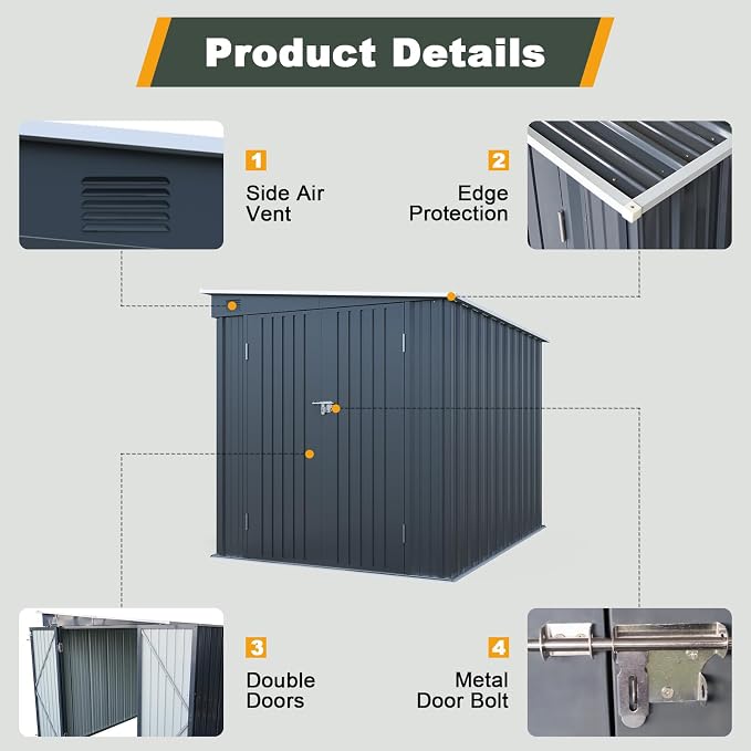 6x8FT Outdoor Storage Shed - Image 6