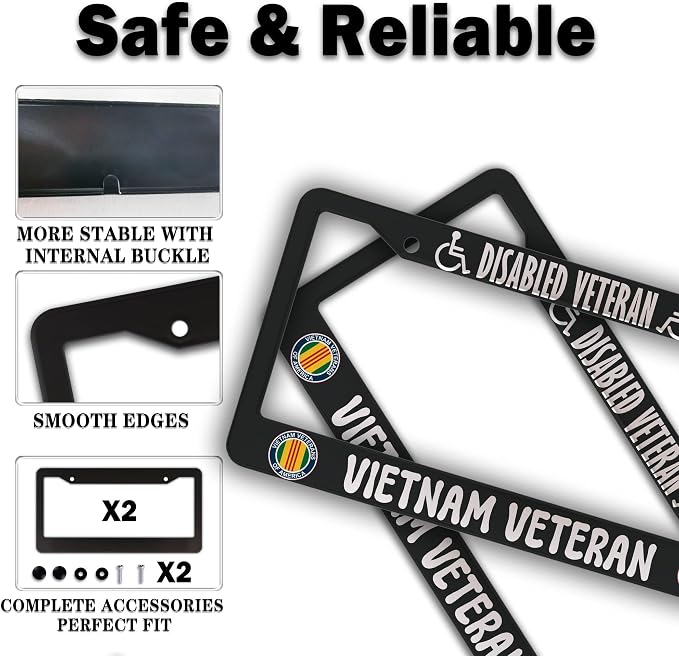 License Plate Frames Black and White License Plate Covers Disabled Vietnam - Image 4