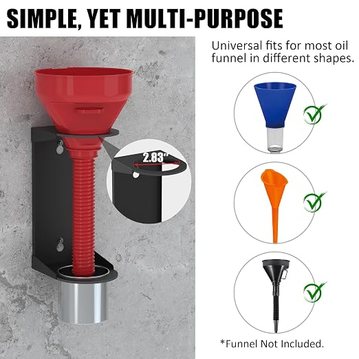 UNITEDPOWER Wall Mount Oil Funnel Holder, Organizer Storage Rack - Image 3