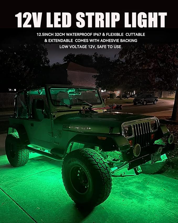 12V Led Light Strip 32CM Waterproof Green Led Strip Lights - Image 2