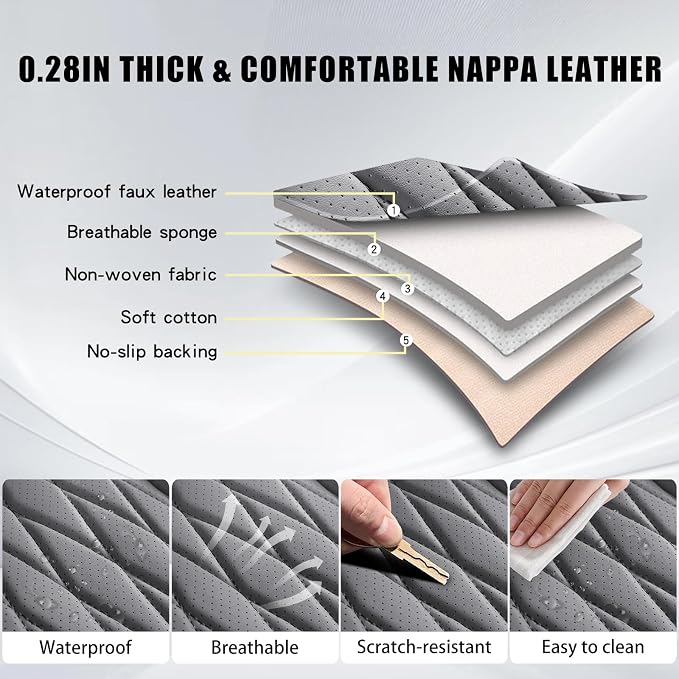 WELLDO Car Seat Covers Front Seats, Leather Seat Covers - Image 4