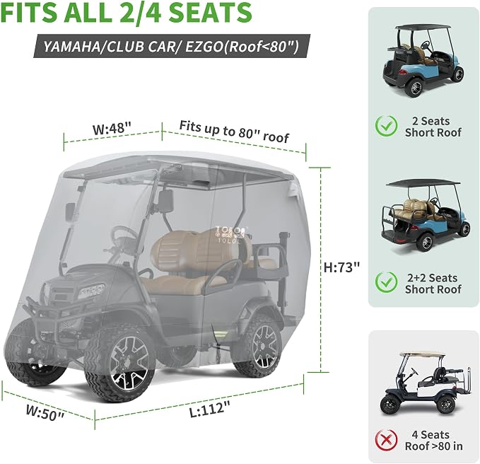 10L0L Heavy Duty Golf Cart Cover - Image 6