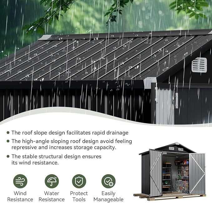 Aoxun 6'x4' Outdoor Storage Shed - Image 5