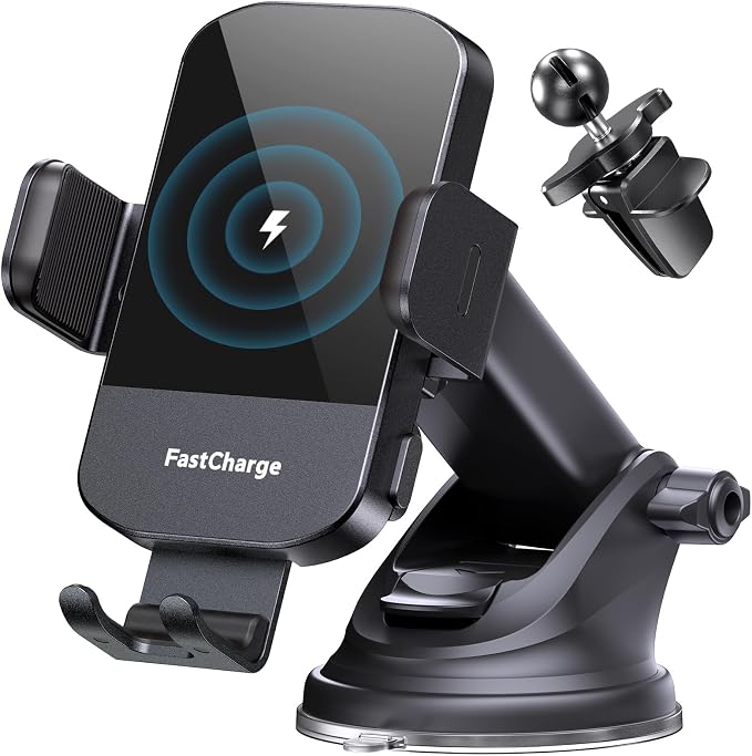 CHGeek Wireless Car Charger, 15W Fast Charging Auto Clamping Car Charger Phone by CHGeek