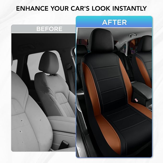 Road Comforts Leather Seat Covers, Breathable Car Seat Covers Front Seat - Image 3