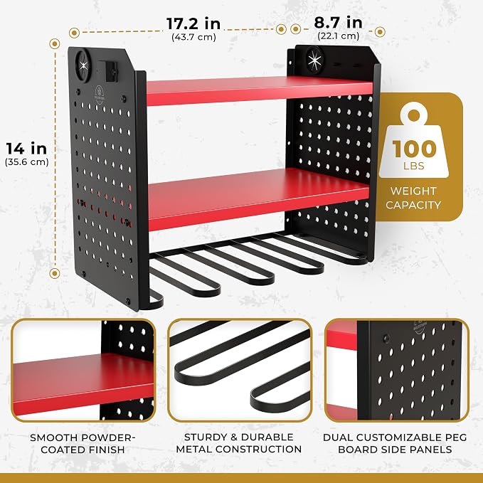 Power Tool Organizer-6 Drill Holder Wall Mount, 3 Tier Heavy-Duty Hand Tool - Image 4