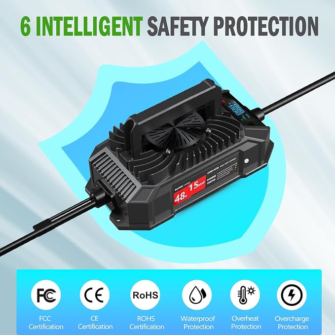 Xislet 15 AMP 48 Volt Golf Cart Battery Charger Compatible - Image 5