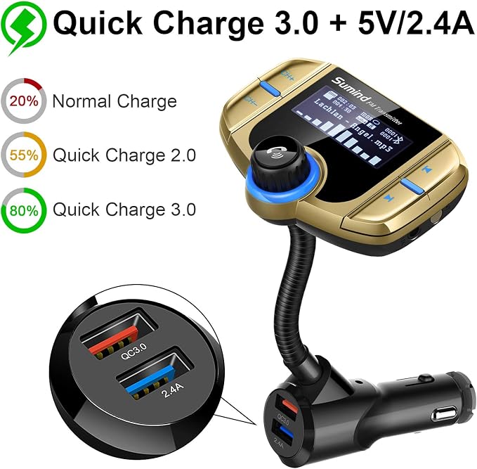 Upgraded Bluetooth FM Transmitter, Wireless Radio Adapter Hands Free Car Kit - Image 5