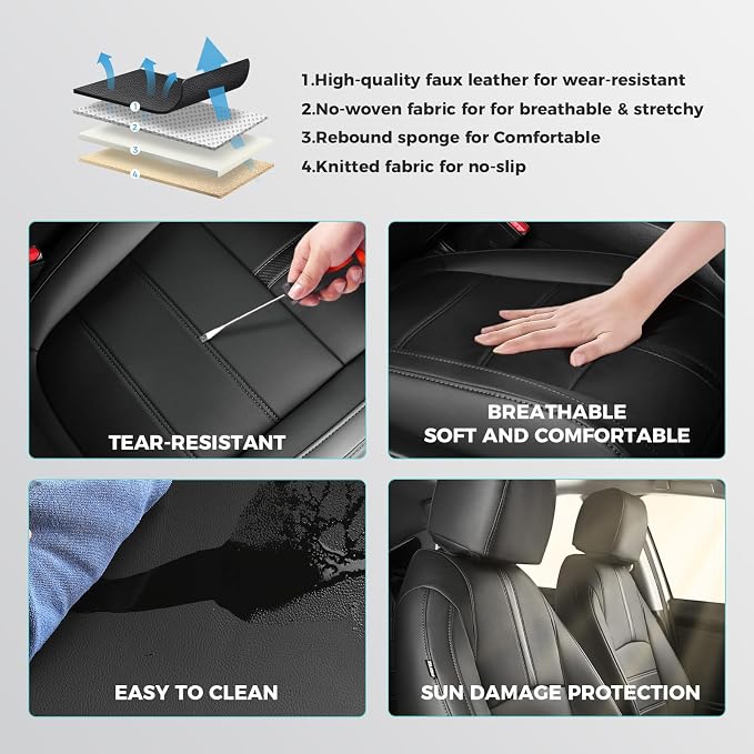 Seat Covers for Honda Civic Sedan 4DR Sedan LX 2022 2023 2024 2025.Faux Leather - Image 6