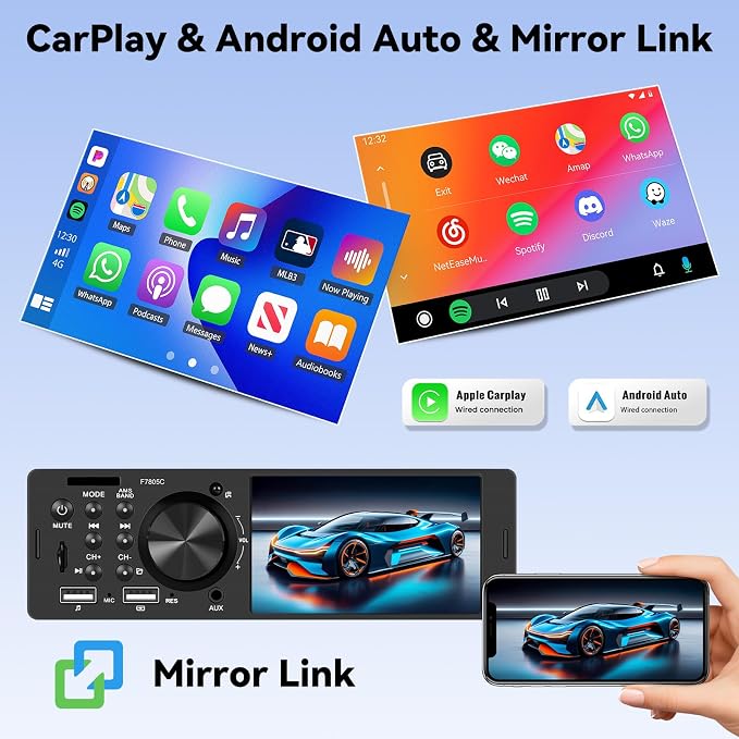 Single Din Touch Screen Car Radio - Image 2