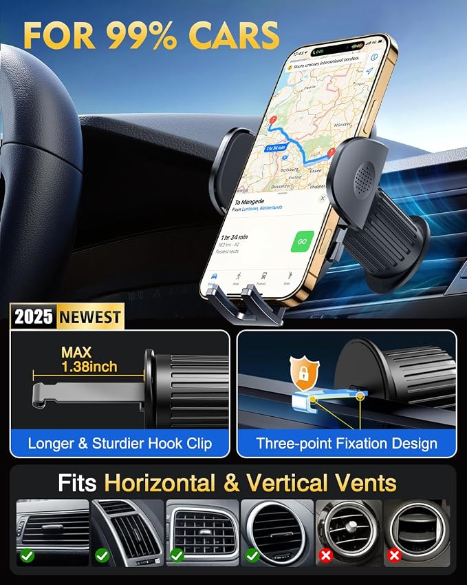 New Upgraded Phone Holders for Your Car Steel-Hook Clip Military-Grade - Image 4